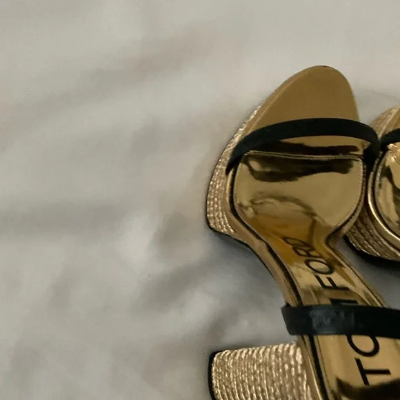 Tom Ford Gold and Black Strappy Heels size 38.5 - Picture 12 of 12